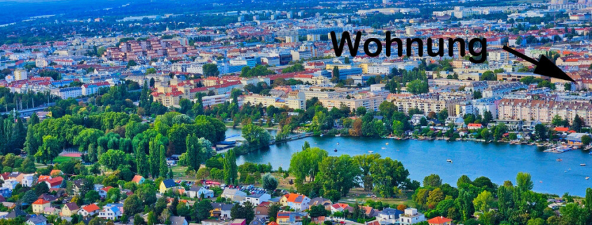 Lufbild mit Position der Wohnung